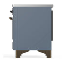 ILVE Majestic III 36-Inch Induction Range with 6 Induction Elements and Solid Door Electric Oven in Blue Grey with Burnished Trim (UMIB36QNR3BGB)