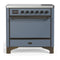 ILVE Majestic III 36-Inch Induction Range with 6 Induction Elements and Solid Door Electric Oven in Blue Grey with Burnished Trim (UMIB36QNR3BGB)