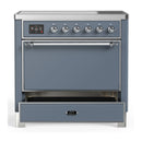 ILVE Majestic III 36-Inch Induction Range with 6 Induction Elements and Solid Door Electric Oven in Blue Grey with Chrome Trim (UMIB36QNR3BGC)