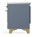 ILVE Majestic III 36-Inch Induction Range with 6 Induction Elements and Solid Door Electric Oven in Blue Grey with Brass Trim (UMIB36QNR3BGG)