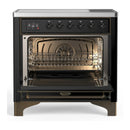 ILVE Majestic III 36-Inch Induction Range with 6 Induction Elements and Solid Door Electric Oven in Glossy Black with Burnished Trim (UMIB36QNR3BKB)