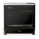 ILVE Majestic III 36-Inch Induction Range with 6 Induction Elements and Solid Door Electric Oven in Glossy Black with Burnished Trim (UMIB36QNR3BKB)