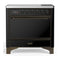 ILVE Majestic III 36-Inch Induction Range with 6 Induction Elements and Solid Door Electric Oven in Glossy Black with Burnished Trim (UMIB36QNR3BKB)