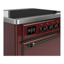 ILVE Majestic III 36-Inch Induction Range with 6 Induction Elements and Solid Door Electric Oven in Burgundy with Burnished Trim (UMIB36QNR3BUB)