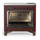 ILVE Majestic III 36-Inch Induction Range with 6 Induction Elements and Solid Door Electric Oven in Burgundy with Burnished Trim (UMIB36QNR3BUB)