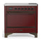 ILVE Majestic III 36-Inch Induction Range with 6 Induction Elements and Solid Door Electric Oven in Burgundy with Burnished Trim (UMIB36QNR3BUB)