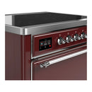 ILVE Majestic III 36-Inch Induction Range with 6 Induction Elements and Solid Door Electric Oven in Burgundy with Chrome Trim (UMIB36QNR3BUC)
