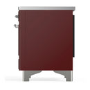 ILVE Majestic III 36-Inch Induction Range with 6 Induction Elements and Solid Door Electric Oven in Burgundy with Chrome Trim (UMIB36QNR3BUC)