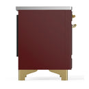 ILVE Majestic III 36-Inch Induction Range with 6 Induction Elements and Solid Door Electric Oven in Burgundy with Brass Trim (UMIB36QNR3BUG)