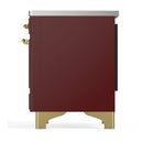 ILVE Majestic III 36-Inch Induction Range with 6 Induction Elements and Solid Door Electric Oven in Burgundy with Brass Trim (UMIB36QNR3BUG)