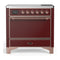 ILVE Majestic III 36-Inch Induction Range with 6 Induction Elements and Solid Door Electric Oven in Burgundy with Copper Trim (UMIB36QNR3BUP)