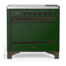 ILVE Majestic III 36-Inch Induction Range with 6 Induction Elements and Solid Door Electric Oven in Emerald Green with Burnished Trim (UMIB36QNR3EGB)
