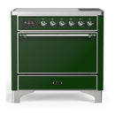 ILVE Majestic III 36-Inch Induction Range with 6 Induction Elements and Solid Door Electric Oven in Emerald Green with Chrome Trim (UMIB36QNR3EGC)