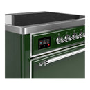 ILVE Majestic III 36-Inch Induction Range with 6 Induction Elements and Solid Door Electric Oven in Emerald Green with Chrome Trim (UMIB36QNR3EGC)