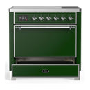 ILVE Majestic III 36-Inch Induction Range with 6 Induction Elements and Solid Door Electric Oven in Emerald Green with Chrome Trim (UMIB36QNR3EGC)