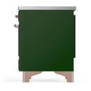 ILVE Majestic III 36-Inch Induction Range with 6 Induction Elements and Solid Door Electric Oven in Emerald Green with Copper Trim (UMIB36QNR3EGP)