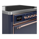 ILVE Majestic III 36-Inch Induction Range with 6 Induction Elements and Solid Door Electric Oven in Mightnight Blue with Copper Trim (UMIB36QNR3MBP)