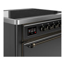 ILVE Majestic III 36-Inch Induction Range with 6 Induction Elements and Solid Door Electric Oven in Matte Graphite with Burnished Trim (UMIB36QNR3MGB)
