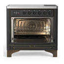 ILVE Majestic III 36-Inch Induction Range with 6 Induction Elements and Solid Door Electric Oven in Matte Graphite with Burnished Trim (UMIB36QNR3MGB)