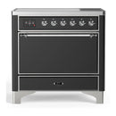 ILVE Majestic III 36-Inch Induction Range with 6 Induction Elements and Solid Door Electric Oven in Matte Graphite with Chrome Trim (UMIB36QNR3MGC)