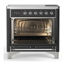 ILVE Majestic III 36-Inch Induction Range with 6 Induction Elements and Solid Door Electric Oven in Matte Graphite with Chrome Trim (UMIB36QNR3MGC)