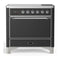 ILVE Majestic III 36-Inch Induction Range with 6 Induction Elements and Solid Door Electric Oven in Matte Graphite with Chrome Trim (UMIB36QNR3MGC)