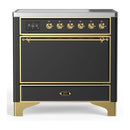 ILVE Majestic III 36-Inch Induction Range with 6 Induction Elements and Solid Door Electric Oven in Matte Graphite with Brass Trim (UMIB36QNR3MGG)