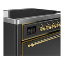 ILVE Majestic III 36-Inch Induction Range with 6 Induction Elements and Solid Door Electric Oven in Matte Graphite with Brass Trim (UMIB36QNR3MGG)