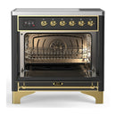 ILVE Majestic III 36-Inch Induction Range with 6 Induction Elements and Solid Door Electric Oven in Matte Graphite with Brass Trim (UMIB36QNR3MGG)