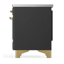ILVE Majestic III 36-Inch Induction Range with 6 Induction Elements and Solid Door Electric Oven in Matte Graphite with Brass Trim (UMIB36QNR3MGG)