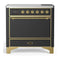 ILVE Majestic III 36-Inch Induction Range with 6 Induction Elements and Solid Door Electric Oven in Matte Graphite with Brass Trim (UMIB36QNR3MGG)