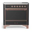 ILVE Majestic III 36-Inch Induction Range with 6 Induction Elements and Solid Door Electric Oven in Matte Graphite with Copper Trim (UMIB36QNR3MGP)