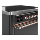 ILVE Majestic III 36-Inch Induction Range with 6 Induction Elements and Solid Door Electric Oven in Matte Graphite with Copper Trim (UMIB36QNR3MGP)