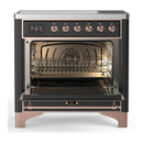 ILVE Majestic III 36-Inch Induction Range with 6 Induction Elements and Solid Door Electric Oven in Matte Graphite with Copper Trim (UMIB36QNR3MGP)