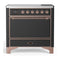 ILVE Majestic III 36-Inch Induction Range with 6 Induction Elements and Solid Door Electric Oven in Matte Graphite with Copper Trim (UMIB36QNR3MGP)