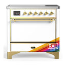 ILVE Majestic III 36-Inch Induction Range with 6 Induction Elements and Solid Door Electric Oven in RAL with Brass Trim (UMIB36QNR3RAG)