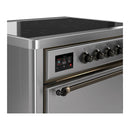 ILVE Majestic III 36-Inch Induction Range with 6 Induction Elements and Solid Door Electric Oven in Stainless Steel with Burnished Trim (UMIB36QNR3SSB)