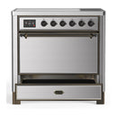 ILVE Majestic III 36-Inch Induction Range with 6 Induction Elements and Solid Door Electric Oven in Stainless Steel with Burnished Trim (UMIB36QNR3SSB)
