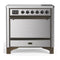 ILVE Majestic III 36-Inch Induction Range with 6 Induction Elements and Solid Door Electric Oven in Stainless Steel with Burnished Trim (UMIB36QNR3SSB)