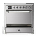 ILVE Majestic III 36-Inch Induction Range with 6 Induction Elements and Solid Door Electric Oven in Stainless Steel with Chrome Trim (UMIB36QNR3SSC)