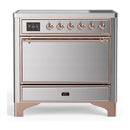 ILVE Majestic III 36-Inch Induction Range with 6 Induction Elements and Solid Door Electric Oven in Stainless Steel with Copper Trim (UMIB36QNR3SSP)
