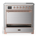 ILVE Majestic III 36-Inch Induction Range with 6 Induction Elements and Solid Door Electric Oven in Stainless Steel with Copper Trim (UMIB36QNR3SSP)