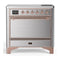 ILVE Majestic III 36-Inch Induction Range with 6 Induction Elements and Solid Door Electric Oven in Stainless Steel with Copper Trim (UMIB36QNR3SSP)