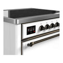 ILVE Majestic III 36-Inch Induction Range with 6 Induction Elements and Solid Door Electric Oven in White with Burnished Trim (UMIB36QNR3WHB)