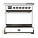ILVE Majestic III 36-Inch Induction Range with 6 Induction Elements and Solid Door Electric Oven in White with Burnished Trim (UMIB36QNR3WHB)