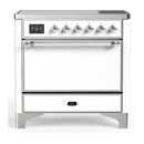 ILVE Majestic III 36-Inch Induction Range with 6 Induction Elements and Solid Door Electric Oven in White with Chrome Trim (UMIB36QNR3WHC)