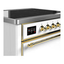 ILVE Majestic III 36-Inch Induction Range with 6 Induction Elements and Solid Door Electric Oven in White with Brass Trim (UMIB36QNR3WHG)