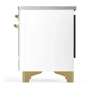 ILVE Majestic III 36-Inch Induction Range with 6 Induction Elements and Solid Door Electric Oven in White with Brass Trim (UMIB36QNR3WHG)