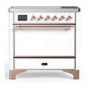 ILVE Majestic III 36-Inch Induction Range with 6 Induction Elements and Solid Door Electric Oven in White with Copper Trim (UMIB36QNR3WHP)