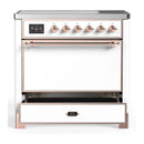 ILVE Majestic III 36-Inch Induction Range with 6 Induction Elements and Solid Door Electric Oven in White with Copper Trim (UMIB36QNR3WHP)